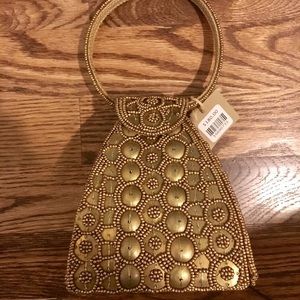 David Jeffery Gold Beaded Minaudière Clutch